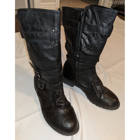 Journee Collection Black High Boots - Picture 1 of 1
